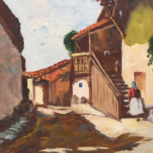Original Village Painting, Italian Village Painting, Spanish Colonial Painting, Rancho Painting, Santa Fe Painting, Mediterranean Painting
