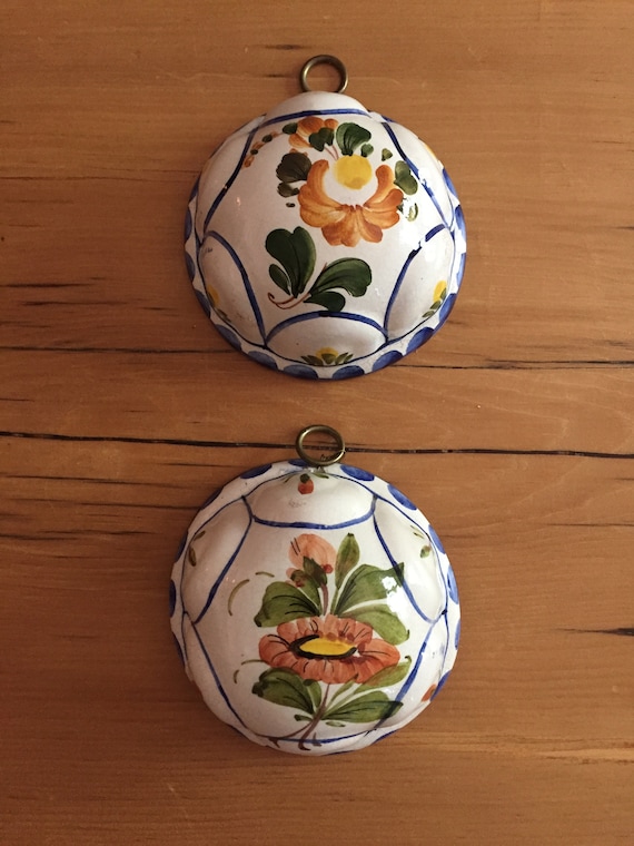 Pair Made in Italy Molds, Bassano Ceramiche Molds, Hand Painted Molds,  Italian Ceramic Molds, Decorative Molds, Hand Painted Porcelain Molds 