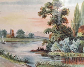 1903 English Painting, English Countryside Painting, Charles Masters Painting, Antique Painting, English Landscape Painting, Charles Masters