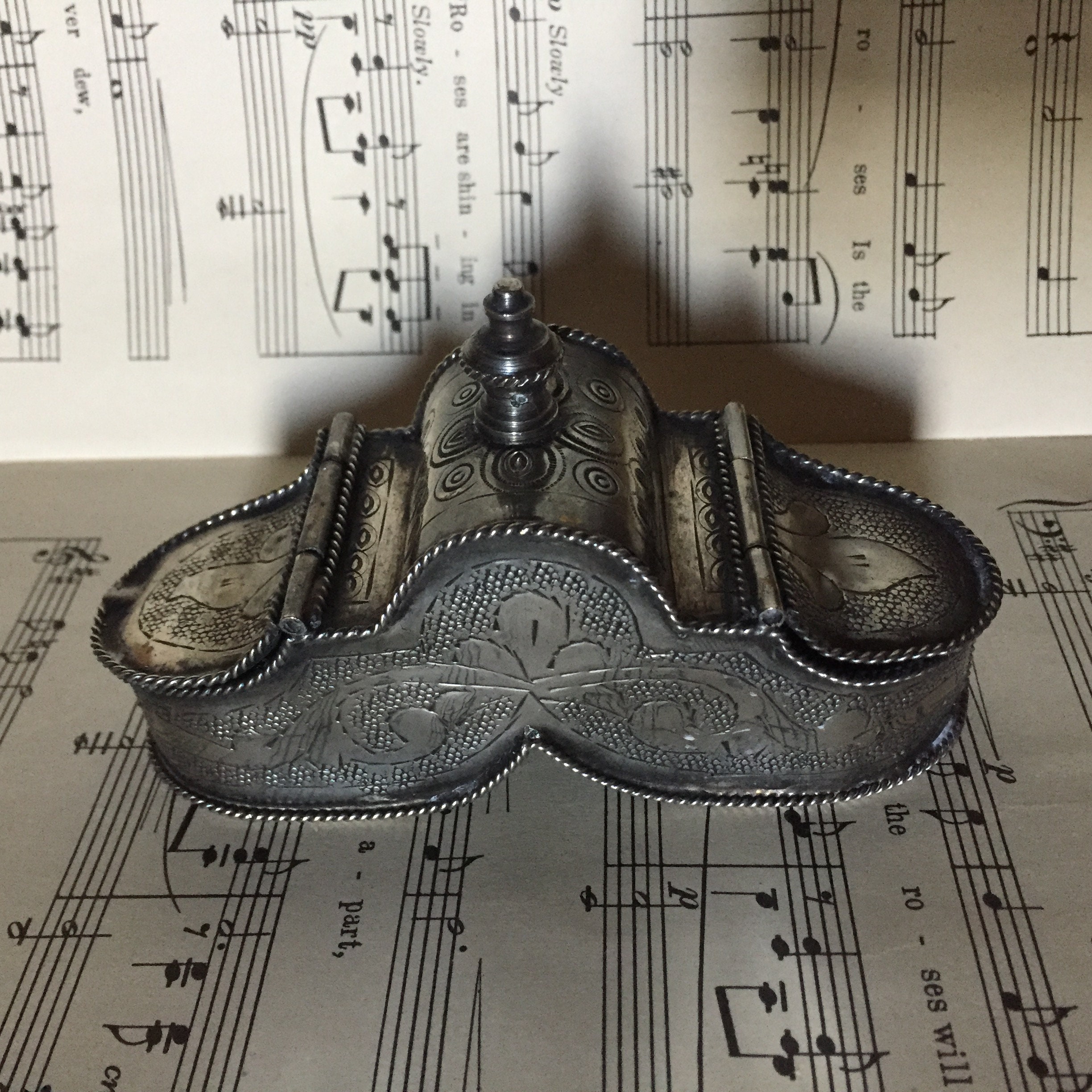 Etched Metal Box Decorative Box Silver Box Lidded Box Etsy