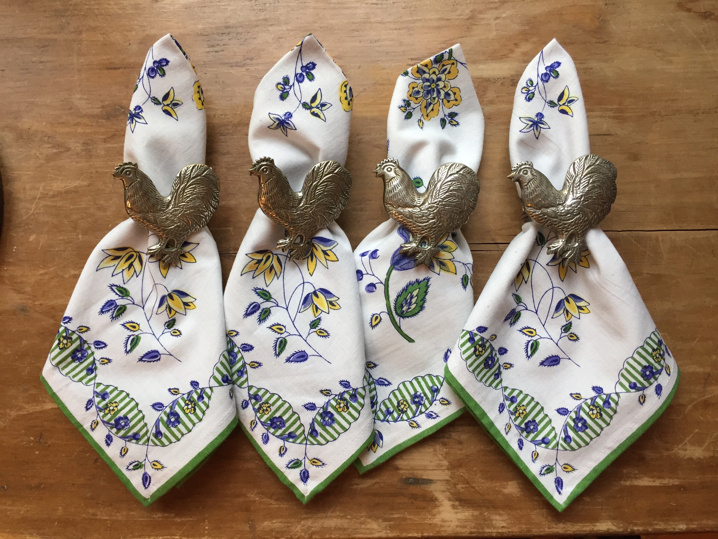 Rooster Napkin Rings Pewter Napkin Rings Set of Napkin Etsy