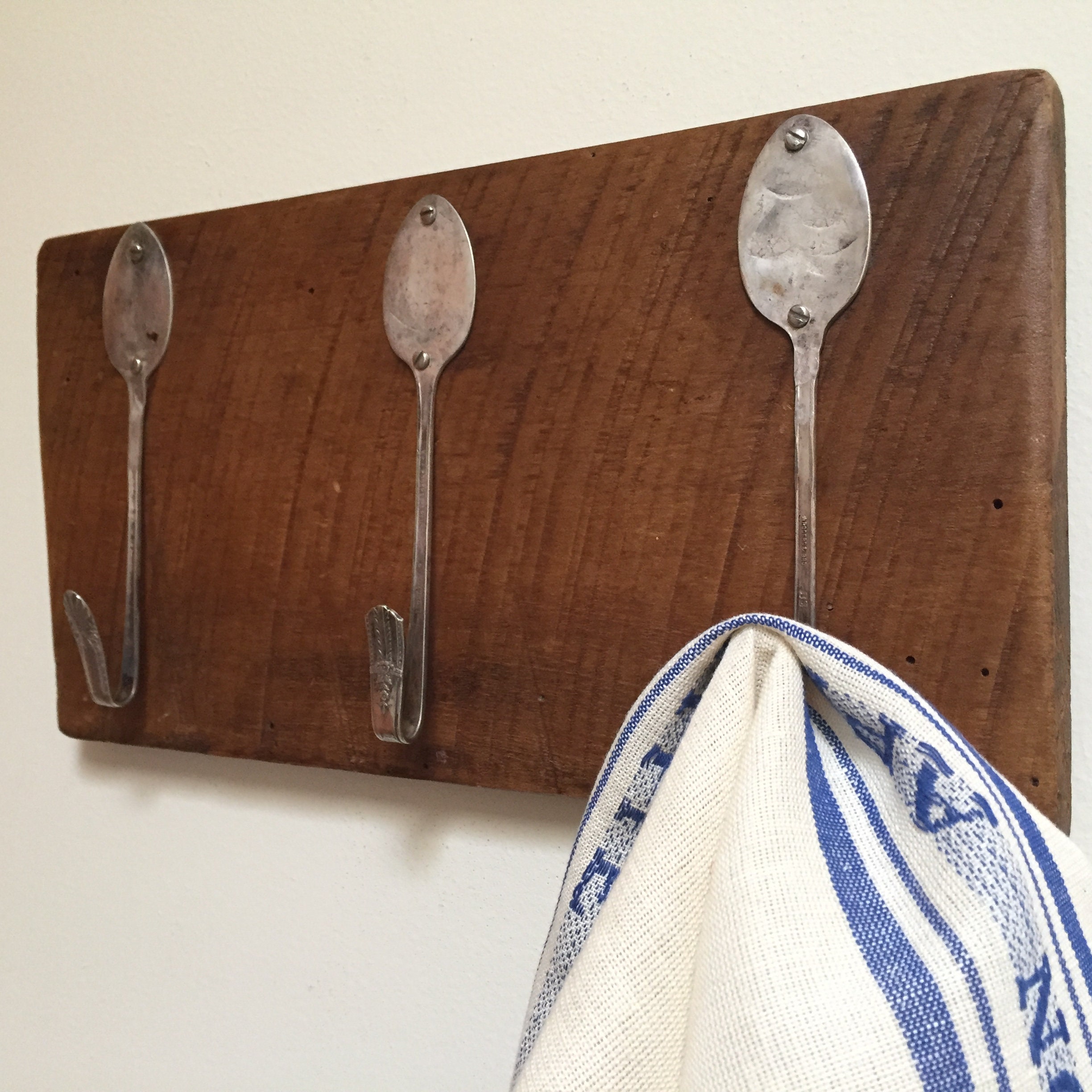 Wall Hook Rack Silver Plate Spoon Hooks Spoon Hook Rack Etsy