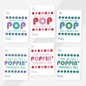 Bewerkbare Pop It Valentine, afdrukbare klas Valentine, Fidget School Valentine, Candy Free Card, Valentine kinderen, Fidget Toy Valentine