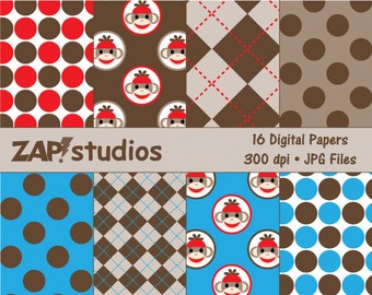 Digitalt papperspaket med sockapan: Scrapbook-pyssel (digital nedladdning)
