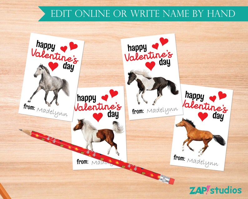 Printable Horse Valentines Editable Pony Valentines School - Etsy