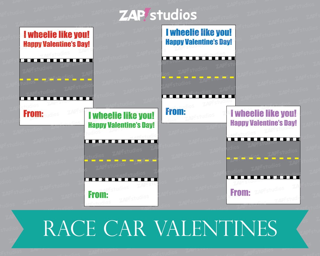 Editable Race Car Valentine Card, No Candy Valentine, Printable Race ...