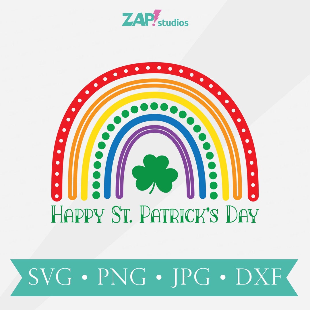 St Patrick's Day Rainbow Shamrock SVG PNG: Boho Cutting Files (digital ...