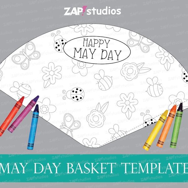 May Day Basket Craft, May Day Basket Template, Printable May Day Basket for Kids, May Day Coloring Activity, DIY May Day Basket, Last Minute