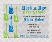 Guitar Baby Shower Invitation - Rock a Bye Baby Shower - Rock and Roll Baby Shower - Guitar Invitation - Rock and Roll Party - Rock & Roll