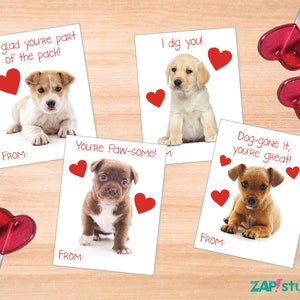 Editable Puppy Valentines, Dog Printable Valentine, Classroom ...