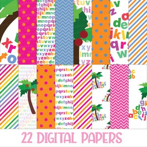 Chicka Chicka Boom Boom Seamless Patterns, Digital Scrapbook Paper, ABC Paper Bundle, Alphabet, Chicka Boom Paper Pack, School, Teacher