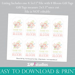 Printable Teacher Appreciation Gift Tag, Flower Bloom Card, Teacher ...