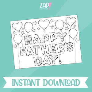 Druckbare Vatertagskarte, Vatertagsmalkarte, alles Gute zum Vatertag, Karte für Papa, Kinderaktivität zum Vatertag, süße Kartenfarbe