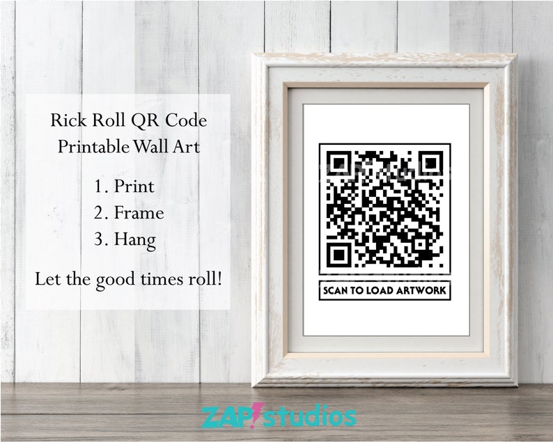 Rick Roll QR Code Printable QR Code Wall Decor Prank - Etsy UK