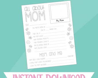Foglio di lavoro stampabile "Tutto sulla mamma", regalo per la festa della mamma (PDF)