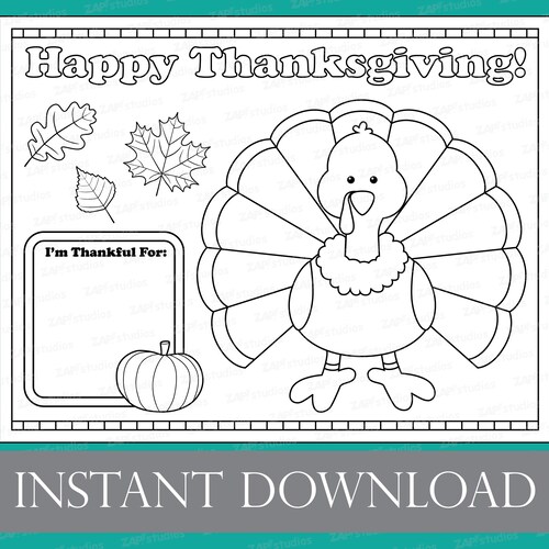 Kids Thanksgiving Placemat I Am Thankful for Kids Table - Etsy