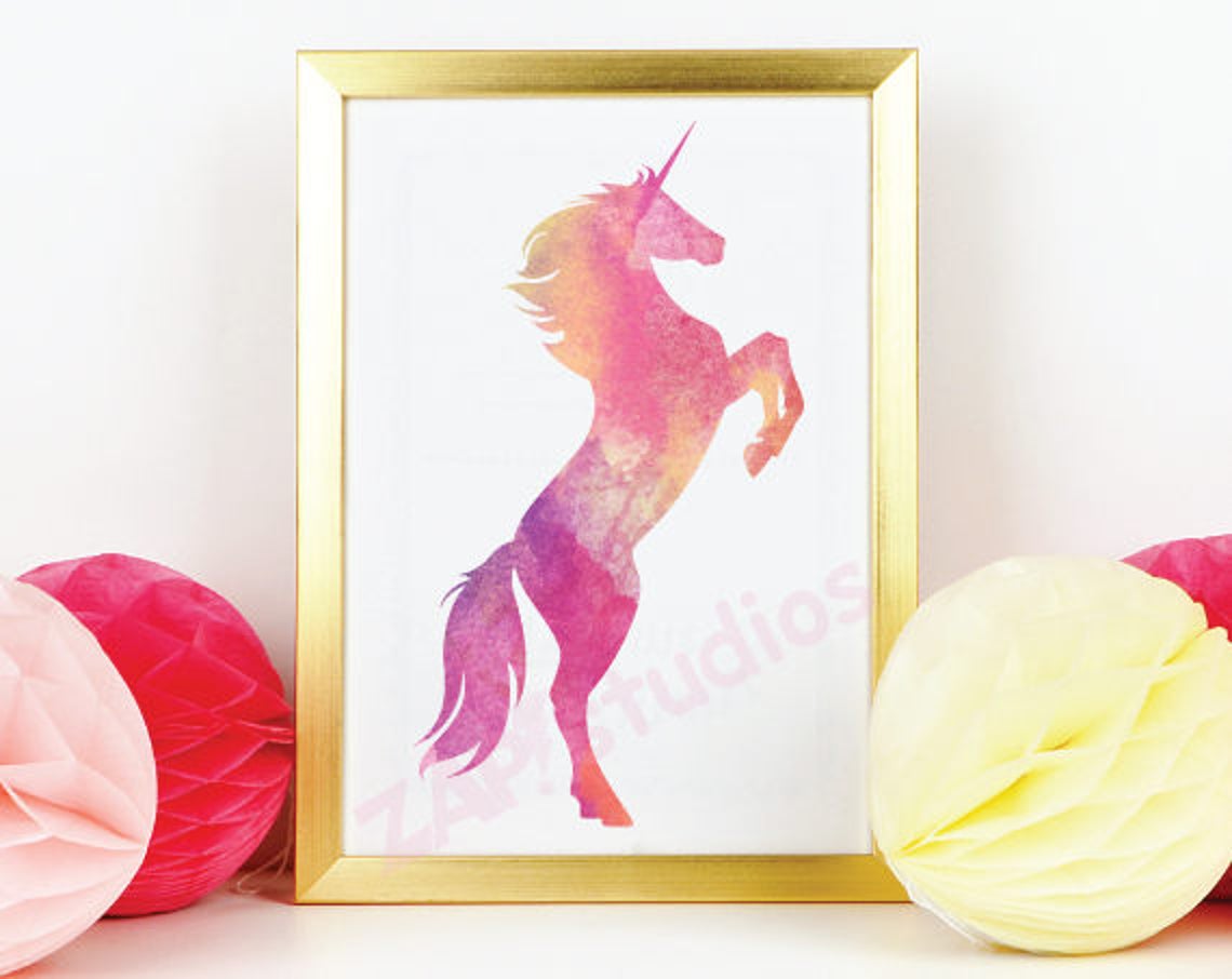 Watercolor Unicorn Wall Art Digital Download Printable Decor | Etsy