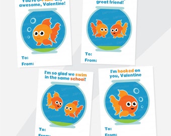 Editable Goldfish Valentines: Classroom Cards (Printable PDF)