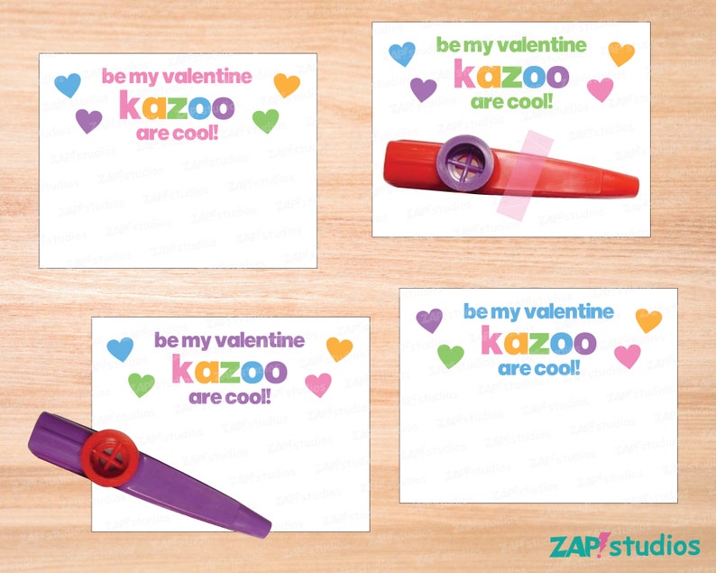 Kazoo Flash Card.pdf Editable Kazoo Valentines: Printable Candy Free Classroom Cards - Etsy