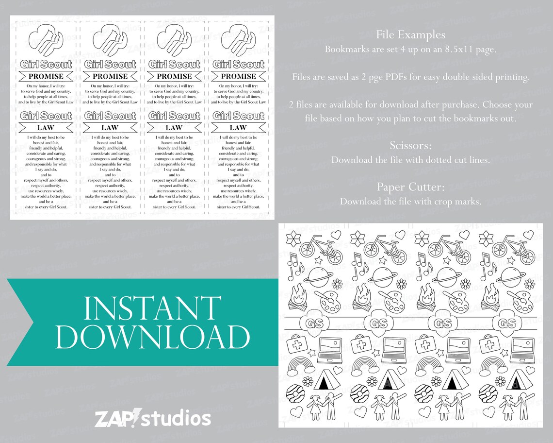 Girl Scout Promise and Law Bookmark Printable Girl Scout - Etsy