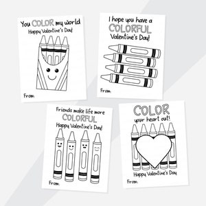 Crayon Valentines, Color Your Own Cards, Kids Valentines, School Coloring Valentine, Candy Free Valentines, Printable Crayon Valentine Cards