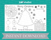Printable Christmas Activity Placemat: Kids Coloring Page (PDF)