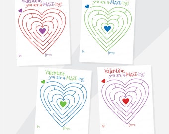 Printable Maze Valentine Cards: Editable Classroom Valentines (PDF)