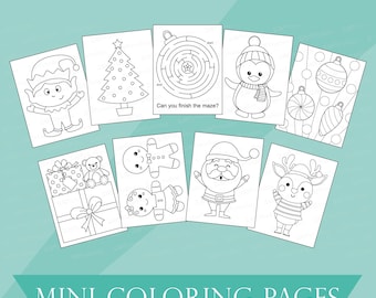 Mini pagine da colorare di Natale: attività con elfi e bambole (stampabili)