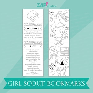 Girl Scout Promise and Law Bookmark, Printable Girl Scout Coloring ...