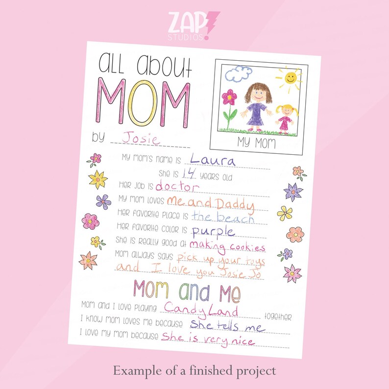 Mom. Printable Worksheet.pdf All About Mom Printable Worksheet, Mother's Day Gift (PDF) - Etsy