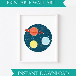 Planets Space Print: Kids Room Wall Art (Digital Download)