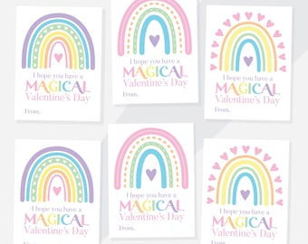 Boho Rainbow Valentine, Editable Rainbow Valentine, Printable Boho Valentine, Magical Rainbow Valentine, Pastel Rainbow, kids valentine