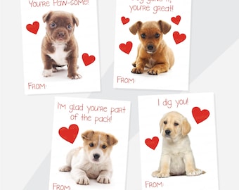 Editable Puppy Valentines: Dog Classroom Valentines (Printable PDF)