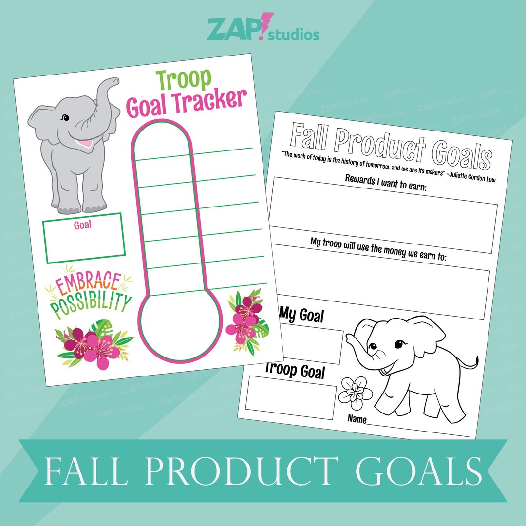Printable Girl Scout Fall Product Goal Poster, Girl Scout Goal Worksheet, Printable Fall Sales
