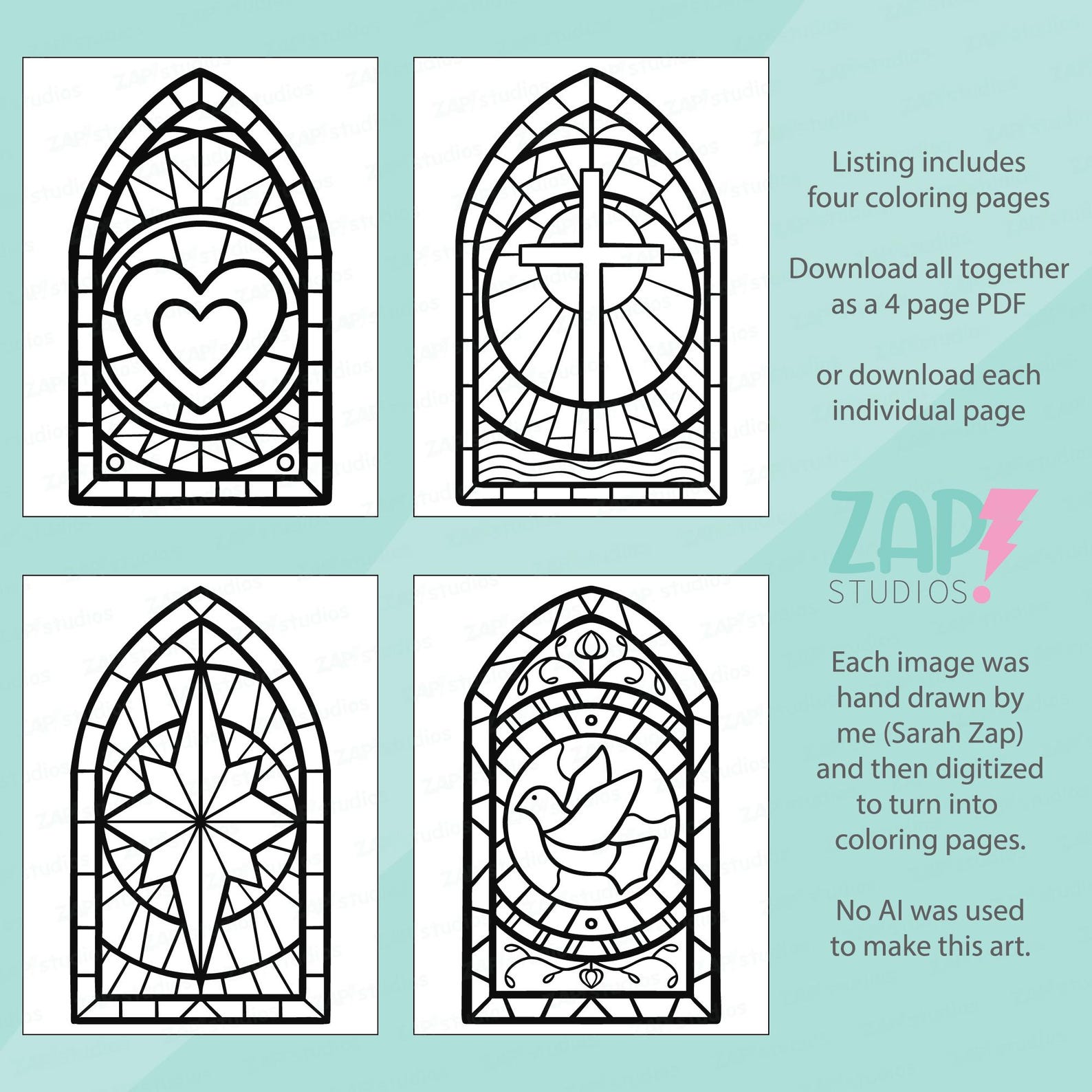 Stained Glass Window Coloring Pages: Church and Sunday School ...
