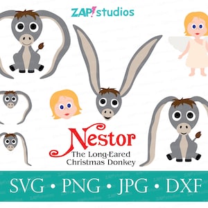 Nestor svg bundle, Nestor the long eared donkey svg, Nestor the Christmas donkey png, Rankin Bass, Classic Christmas Shows, Nestor clip art