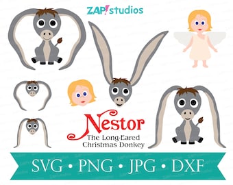 Nestor svg bundle, Nestor the long eared donkey svg, Nestor the Christmas donkey png, Rankin Bass, Classic Christmas Shows, Nestor clip art