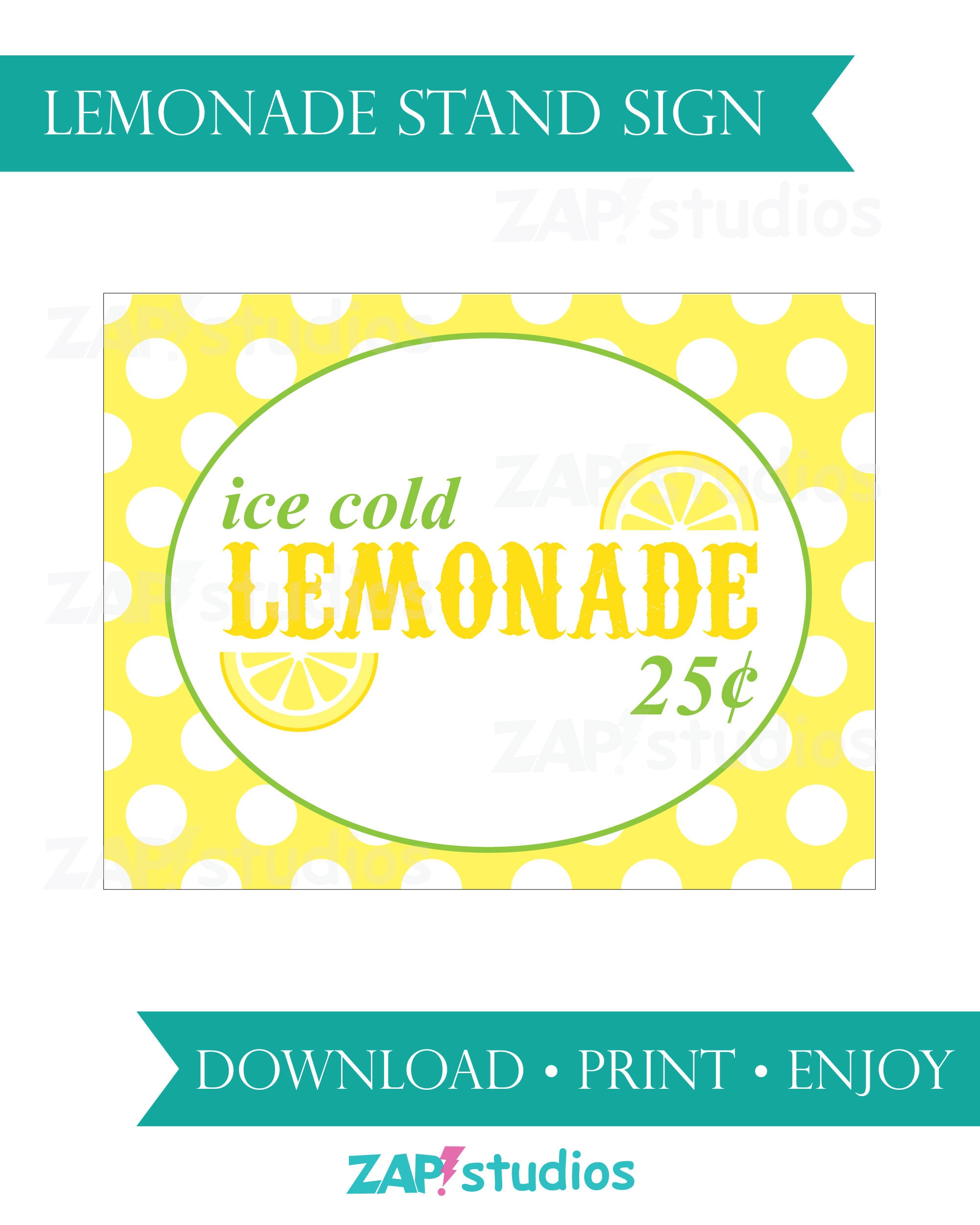 Printable Lemonade Stand Sign DIY Lemonade Stand Kids Etsy Canada