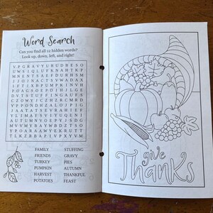 Printable Thanksgiving Activity Booklet, Thanksgiving Activities for kids, I Spy, Thanksgiving Coloring, Maze, Thanksgiving Word Search, image 5