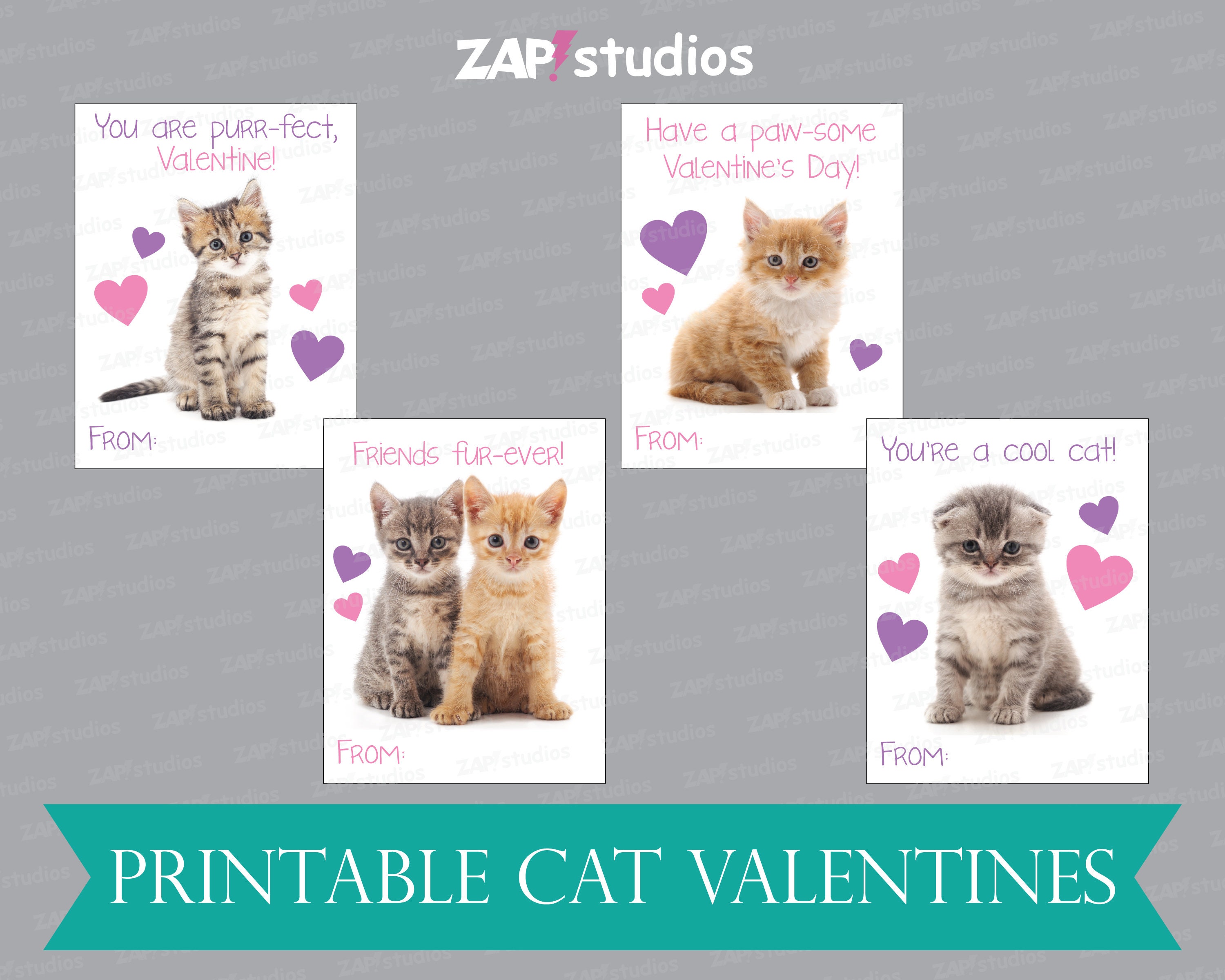 Editable Kitten Valentines Printable Cat Valentines | Etsy