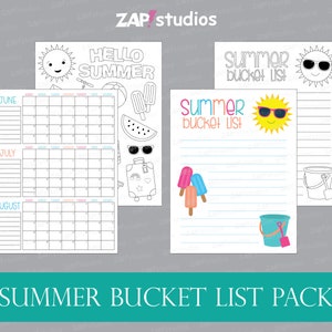 Summer Bucket List Printable, Bucket List Coloring Page, Summer To-do ...