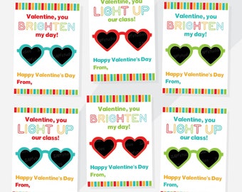Sunglasses Valentine Cards: Editable Printable Valentines for Kids (PDF)
