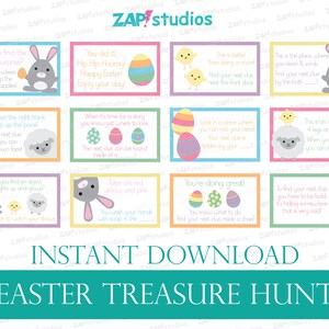 Printable Easter Scavenger Hunt, Easter Treasure Hunt, Easter games, Easter Basket Hunt, Easter Scavenger Hunt Clues, Kids Treasure Hunt