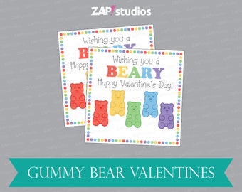 Editable Gummy Bear Valentines, Printable Gummy Bear Valentines, Classroom valentines, Valentines for kids, Bear Valentines, Candy Valentine