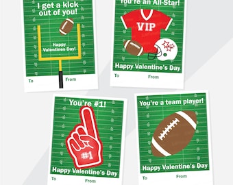 Editable Football Valentines: Sports Fan Cards (Instant Download)