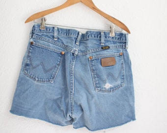 vintage 1980's  wrangler western cut off jean shorts 35 #0194