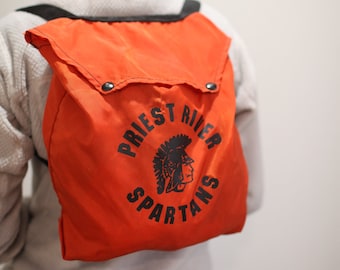 vintage 70s priest river spartans orange backpack tote bag