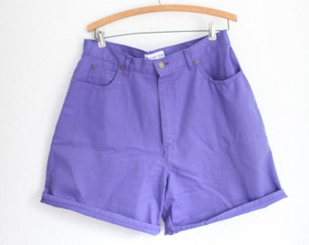 vintage 90s purple high rise waist mom jean shorts 32 33 #0110