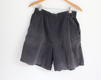 vintage 90s black faded paperbag high rise waist shorts #0244