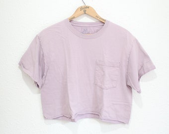 vintage  90s lavendar pocket crop top t shirt #0316